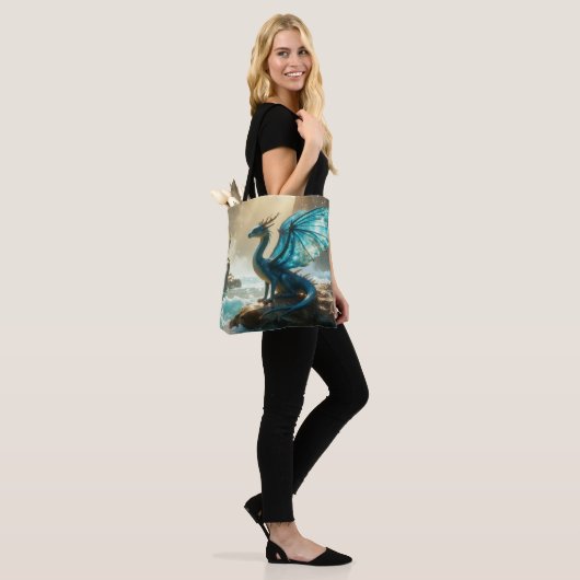 blauwwaterdraak tote bag (Op model)