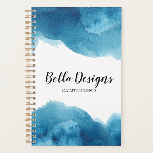 Blauwwaterkleurige monogram-Logo planner (Voorkant)