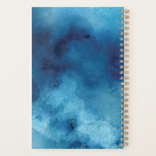 Blauwwaterkleurige monogram-Logo planner (Achterkant)