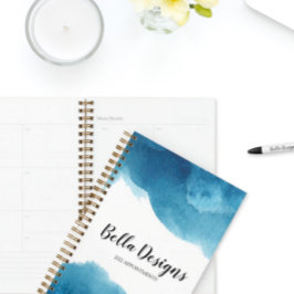 Blauwwaterkleurige monogram-Logo planner