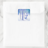 Blauwwintersneeuwbos Fox Animal Vierkante Sticker (Tas)