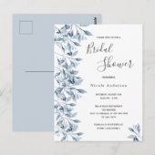 Blauwwitte botanische bridal Shower-uitnodiging Briefkaart (Voorkant / Achterkant)