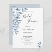 Blauwwitte botanische bridal Shower-uitnodiging Briefkaart (Voorkant / Achterkant)