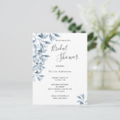 Blauwwitte botanische bridal Shower-uitnodiging Briefkaart (Staand voorkant)