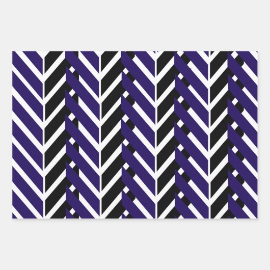 Blauwwitte Chevron Modern Zigzag Pattern Inpakpapier Vel (Voorkant 3)