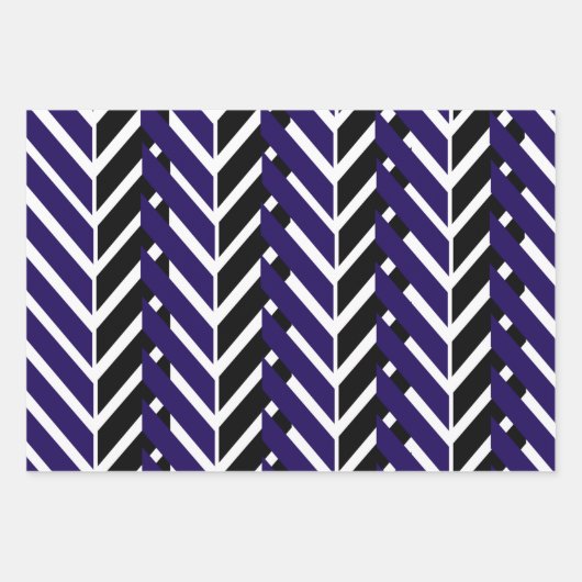 Blauwwitte Chevron Modern Zigzag Pattern Inpakpapier Vel (Voorkant 2)