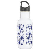 Blauwwitte flacon met flesje met naam waterfles  (Achterkant)