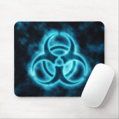 Blauwwitte gloed Biohazard Symbol Mousepad Muismat (Met muis)