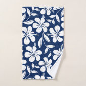 Blauwwitte hibiscus bad handdoek (Handdoek)