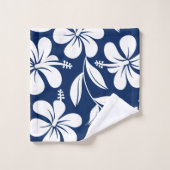 Blauwwitte hibiscus bad handdoek (Wasdoekje)