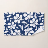 Blauwwitte hibiscus bad handdoek (Handdoek)