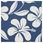 Blauwwitte hibiscus stof (Swatch)