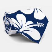 Blauwwitte hibiscus stropdas (Opgerold)