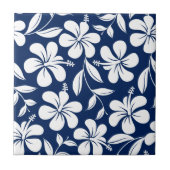 Blauwwitte hibiscus tegeltje (Voorkant)