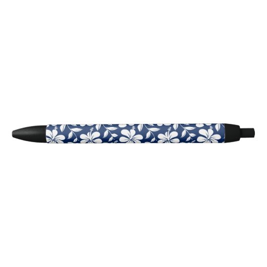 Blauwwitte hibiscus zwarte inkt pen (Voorkant)