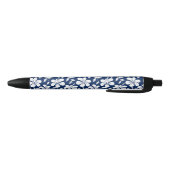 Blauwwitte hibiscus zwarte inkt pen (Bodem)
