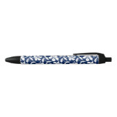 Blauwwitte hibiscus zwarte inkt pen (Bovenkant)