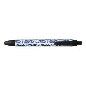 Blauwwitte hibiscus zwarte inkt pen (Achterkant)