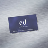 Blauwwitte initialen minimalistisch magnetisch visitekaartje (Voorbeeld)