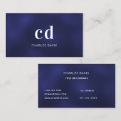 Blauwwitte initialen minimalistisch visitekaartje (Voorkant / Achterkant)