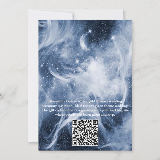 Blauwwitte melkweg met een gouden abstracte bloem kaart (Achterkant)