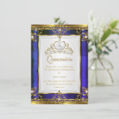 Blauwwitte parelprinses Quinceanera Kaart (Staand voorkant)