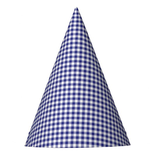 Blauwwitte PETTEN van Gingham-PAPER Feesthoedjes (Voorkant)