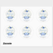 Blauwwitte pompoen baby shower ronde sticker (Vel)