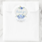 Blauwwitte pompoen baby shower ronde sticker (Tas)