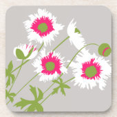 Blauwwitte, roze, groene en grijze set van 6 onder bier onderzetter (Voorkant)