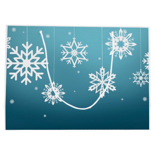 Blauwwitte sneeuwvlokken kerstmis large cadeautasje (Achterkant)