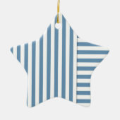 blauwwitte streep patroon keramisch ornament (Voorkant)