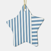 blauwwitte streep patroon keramisch ornament (Links)