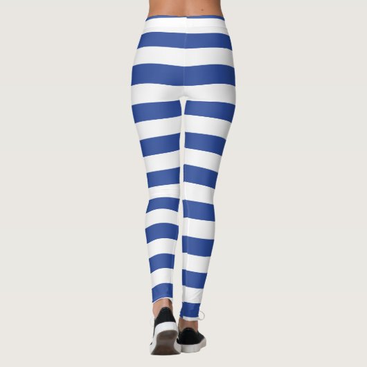 blauwwitte strepen patroonstrips leggings (Achterkant)