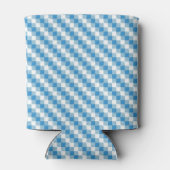 Blauwwitte vierkanten achtergrond blikjeskoeler (Achterkant)