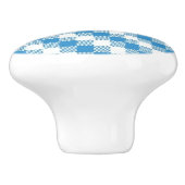 Blauwwitte vierkanten achtergrond keramische knop (Zijkant)