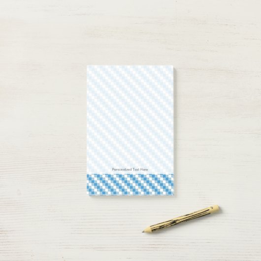 Blauwwitte vierkanten achtergrond post-it® notes (Op bureau)