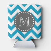 Blauwwitte zigzag Chevron Monogram Blikjeskoeler (Achterkant)