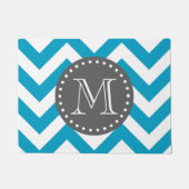 Blauwwitte zigzag Chevron Monogram Deurmat (Voorkant)