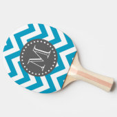 Blauwwitte zigzag Chevron Monogram Tafeltennisbatje (Zijkant)