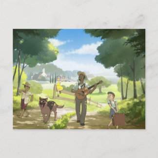 Blauwzanger vertrekt stad briefkaart