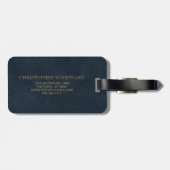 Blauwzwart leder goudcirkels zwart-wit bagagelabel (Achterkant horizontaal)