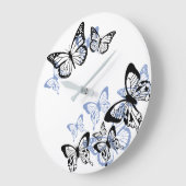 Blauwzwarte stencil vlinders grote klok (Hoek)