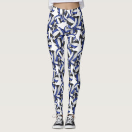 blauwzwarte teamkleuren volleybalkenpatroon leggings
