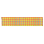 Blaze Orange and Bird Flower Plaid Korte Tafelloper (Horizontaal)