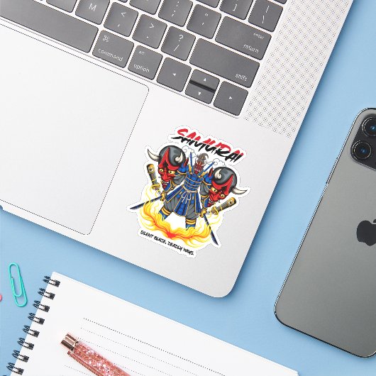 Blaze Samurai Sticker (Laptop met iPhone)