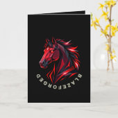 BlazeForge Rode Paard Wenskaart Kaart (Gele Bloem)