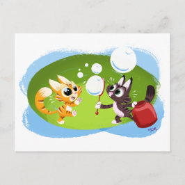 BLAZEN BUBBELS KATTEN door Jeff Willis Briefkaart