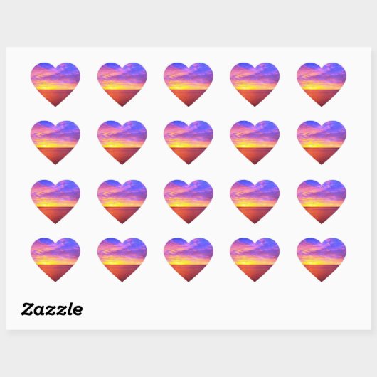 Blazende Sunset Heart Sticker (Vel)