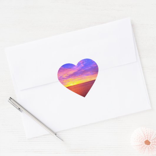 Blazende Sunset Heart Sticker (Envelop)
